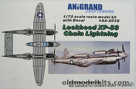 Anigrand 1/72 Lockheed XP-58 Chain Lightning, AA2038 plastic model kit